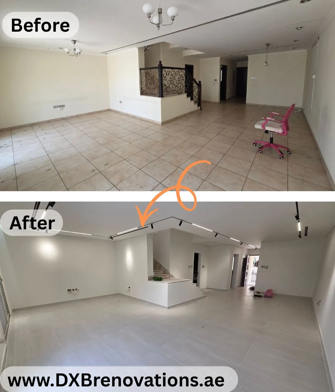 "Living room Renovation before and after"